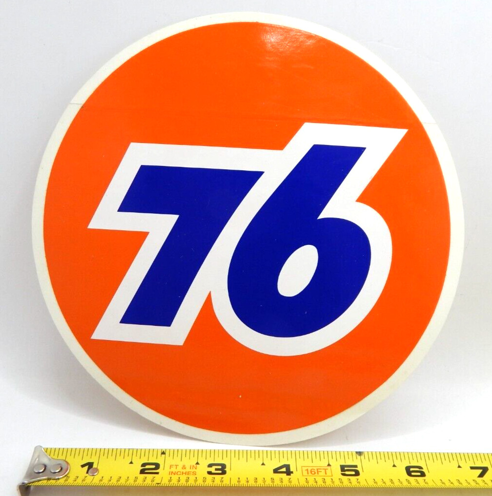 Vintage 70's Large Orange Ball Union 76 Decal Racing Sticker 6-1/4" Diameter