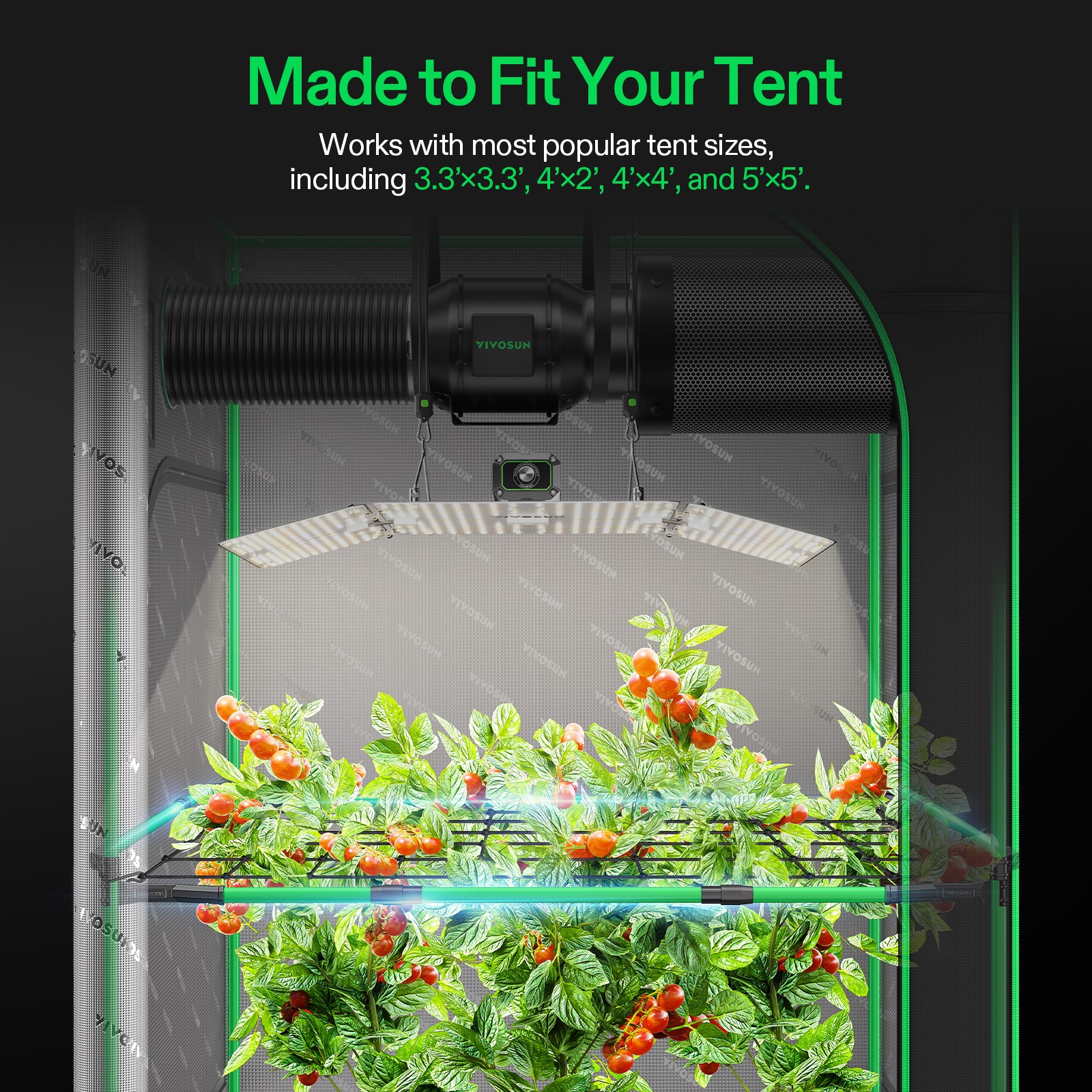 VIVOSUN Grow Tent Mounting Bars Support Pole Kit for 3.3x3.3-5x5ft