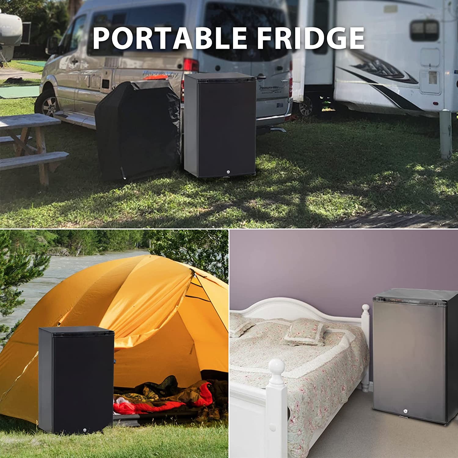 Smad 1.7cu.ft 12/110V RV Absorption Refrigerator Mini Fridge Lock Truck Fridge