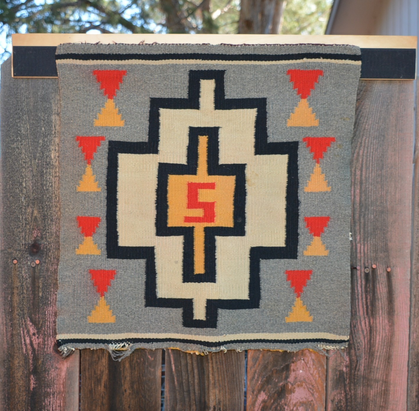 Unique Old Navajo Sampler Rug - Finely Woven Germantown Wools - 20" x 19"