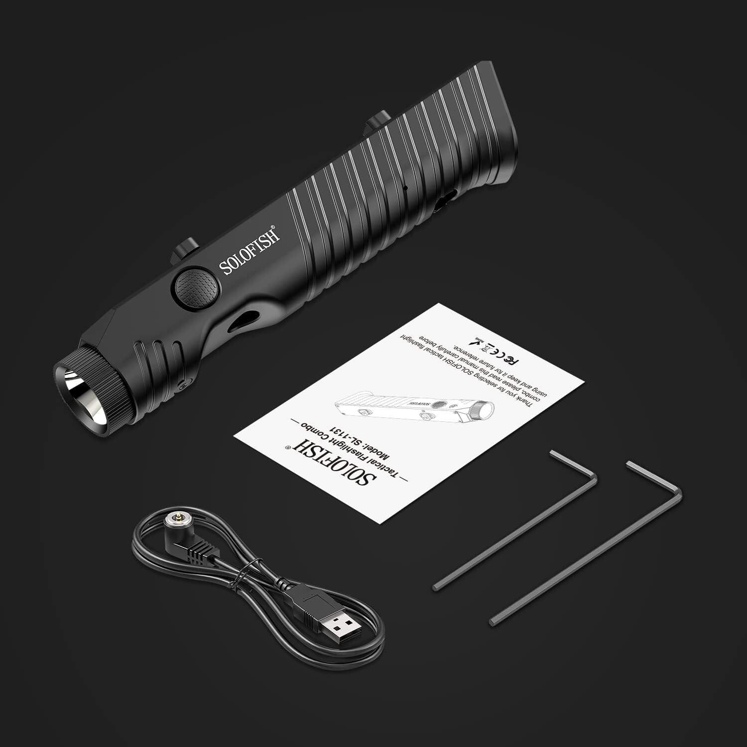 Solofish 1450 Lumens Flashlight Strobe Light M-Lok Rail Magnetic Rechargeable