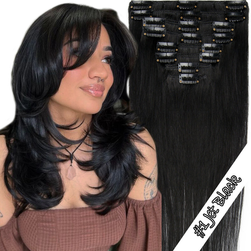 CLEARANCE 100% Real Remy Hair Clip In Human Hair Extensions FULL HEAD 8A Caramel