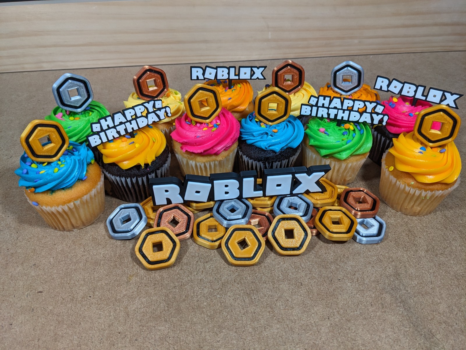 Roblox Birthday Party Cupcake Donut or Pastry Toppers Roblox Font