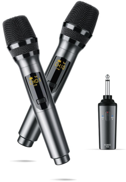 Sistema de Micrófonos Inalámbricos Recargables Duales con Receptor Karaoke,Nuevo