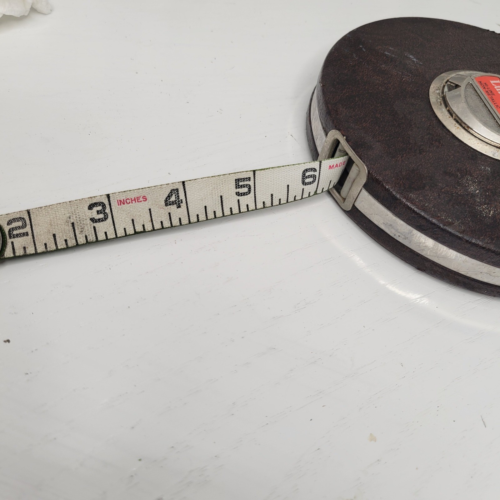 Vintage Lufkin 100' Hi-Line Non-Metallic Tape Measure Model 406 Brown Case