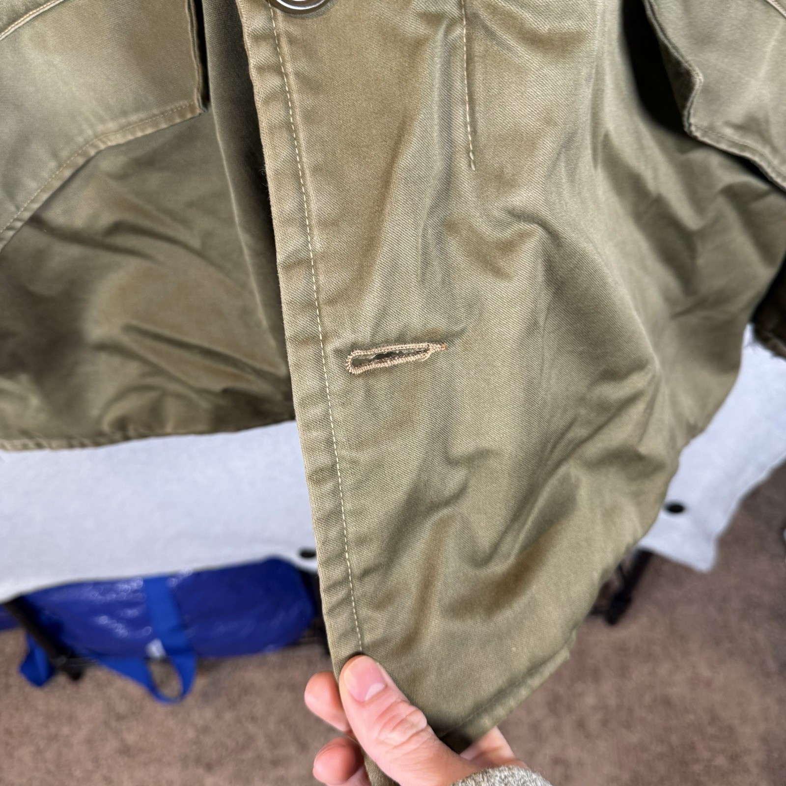 US Military Vintage 40s WW2 OG Faux Fur Talon Zip Hood B-9 Parka Jacket Mens XL