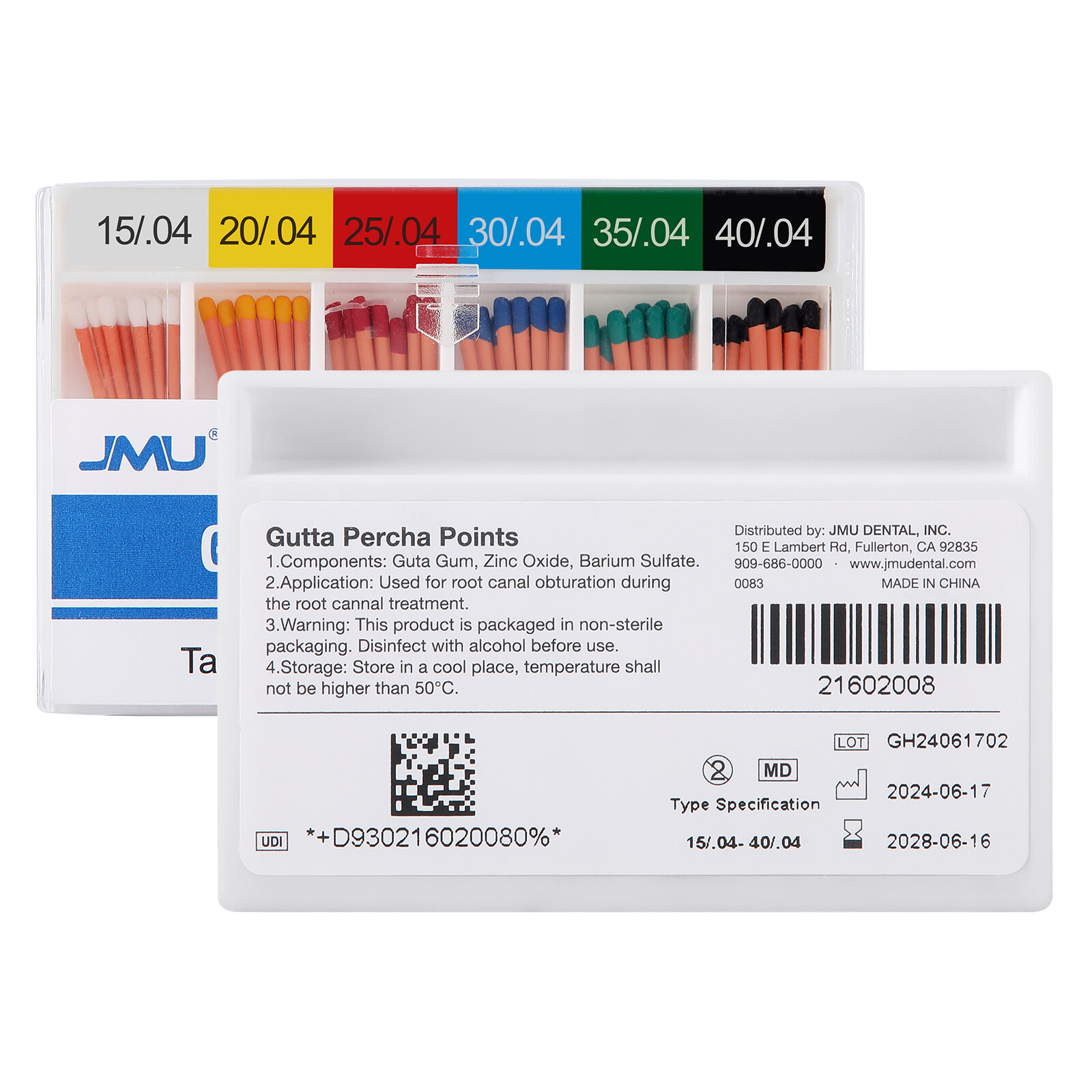 JMU Dental Endo Root Canal Gutta Percha Points Pelltes 02 04 06 Taper F1 F3