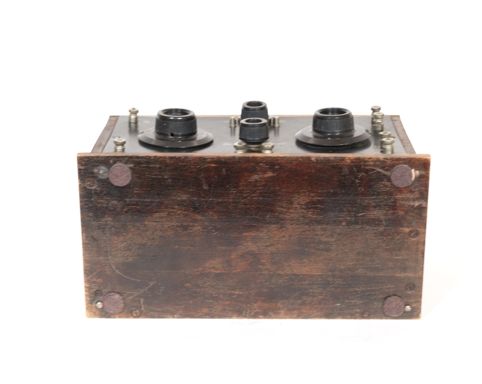 Excellent 1922 Tuska 224 Radio w/Kellogg Headset & Amber Glass 201 Tube * Works