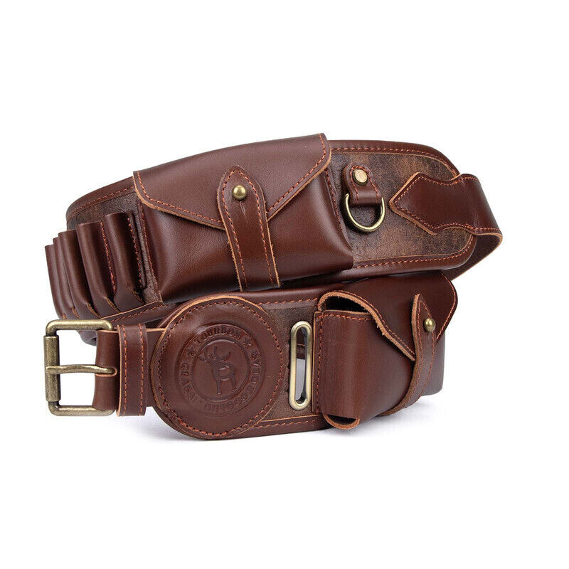 TOURBON PU Leather 410GA Ammo Belt Shotgun 45-70 Rifle Shell Carrying Side Pouch