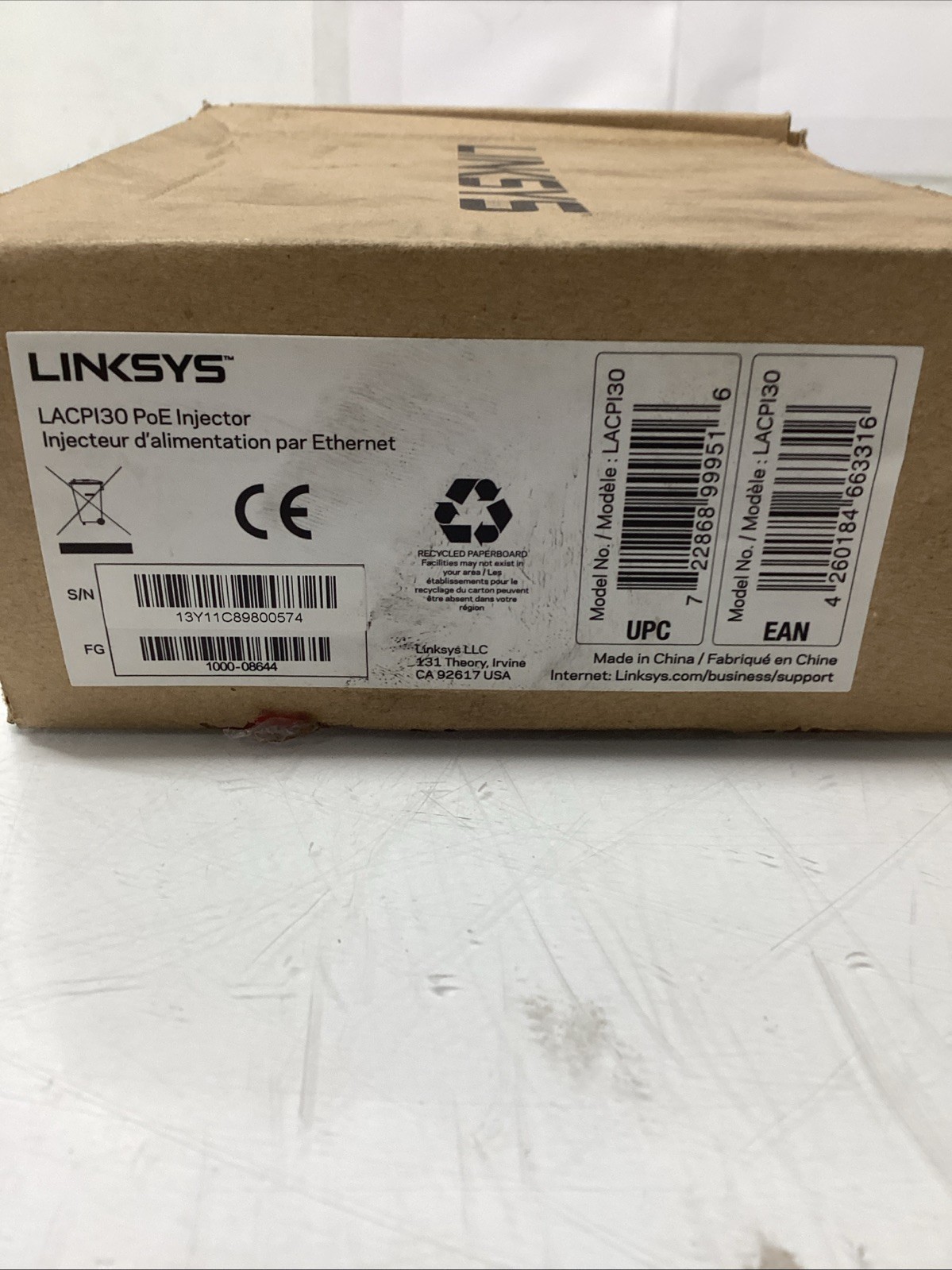 Linksys LACPI30 Power Over Ethernet PoE Injector T-171