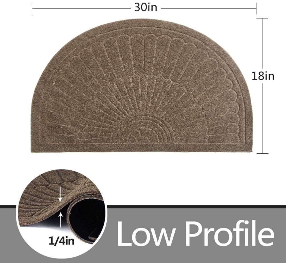 Rubber Doormat Indoor Outdoor Half Round Front Door Mat Non Slip Backing Floor M