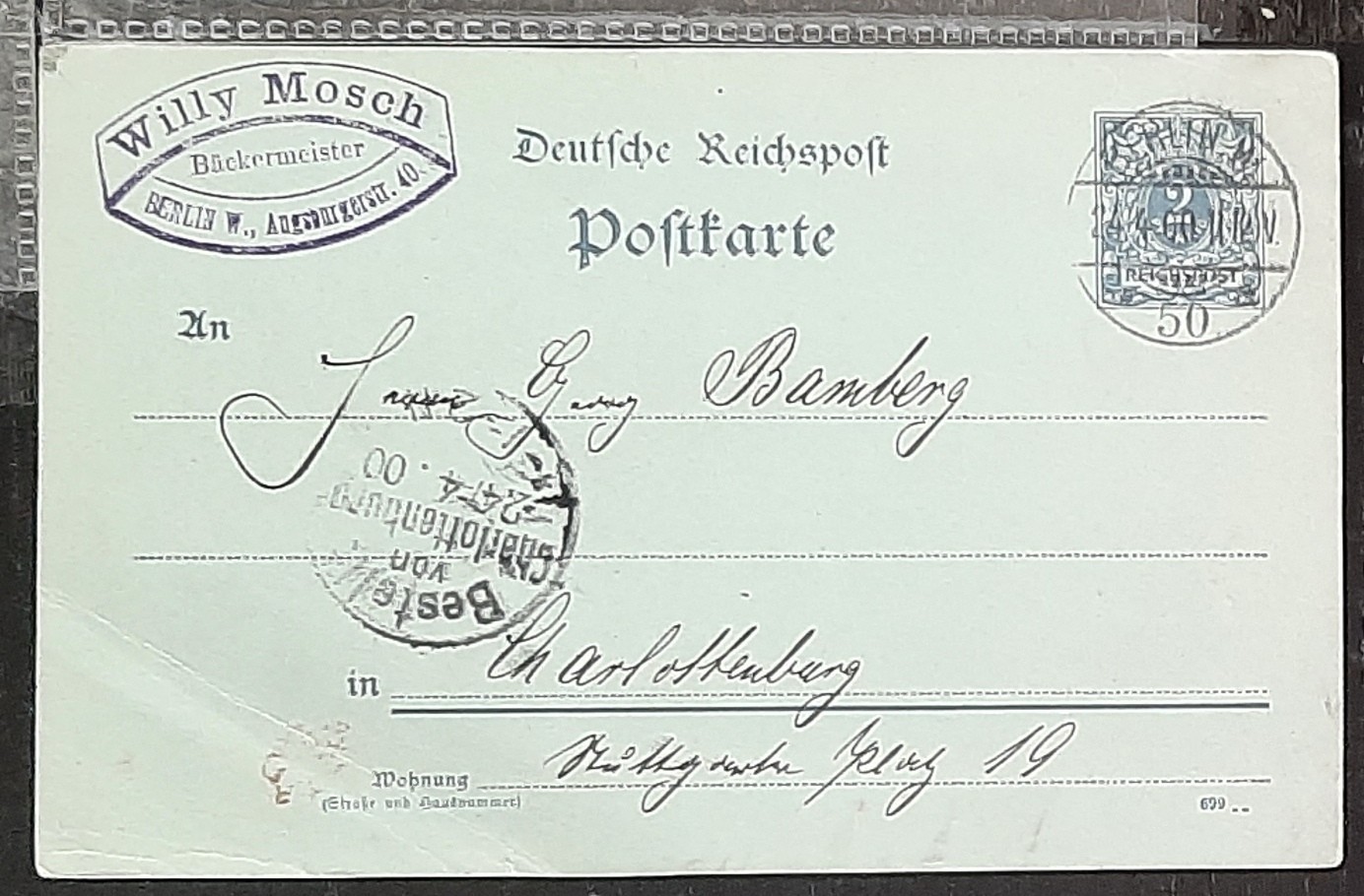 y(GER-860) GERMANY 1900 REICHPOST 2pf postal postcard used (3) different cards