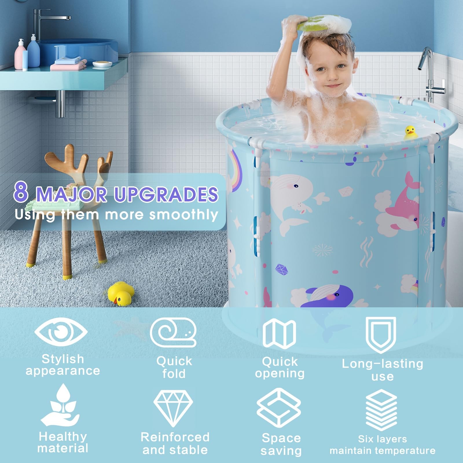 Portable Bathtub, Foldable Bathtub for Kids, Boys and Girls, Therapy Tub for ...