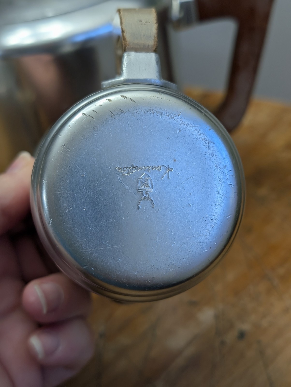 Vintage Aluminum Art Deco Wood Handles MCM Kensington Tea Coffee Set