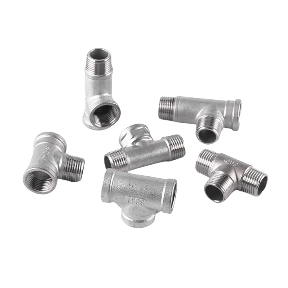 Stainless Pipe Fitting Tee Connector T-Shape Female Male Thread 1/2" 3/4" 1" 2"
