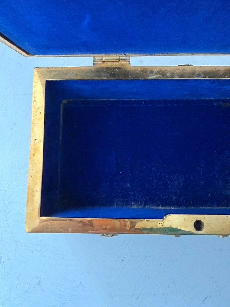 German Gothic Revival Silvered & Gilt Bronze Casket – Medieval Figural Relief –