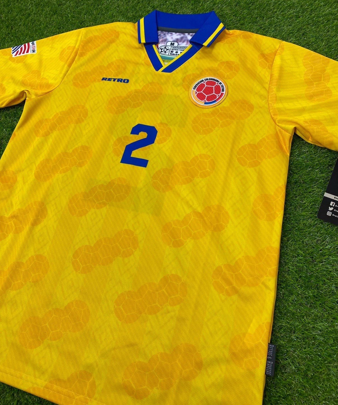 Colombia Camisa Amarilla de Futbol Retro, 1994 Limited Edition Size L