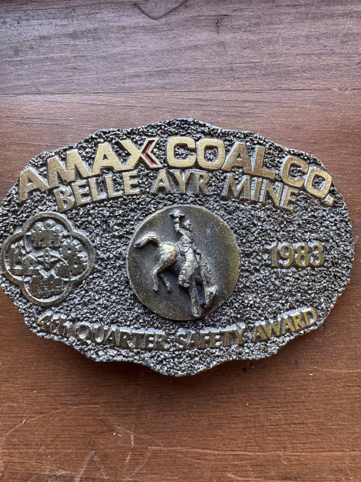 1983 AMAX Coal Company Eagle Butte Mine 4th Quarter Safety Award Belt Buckle