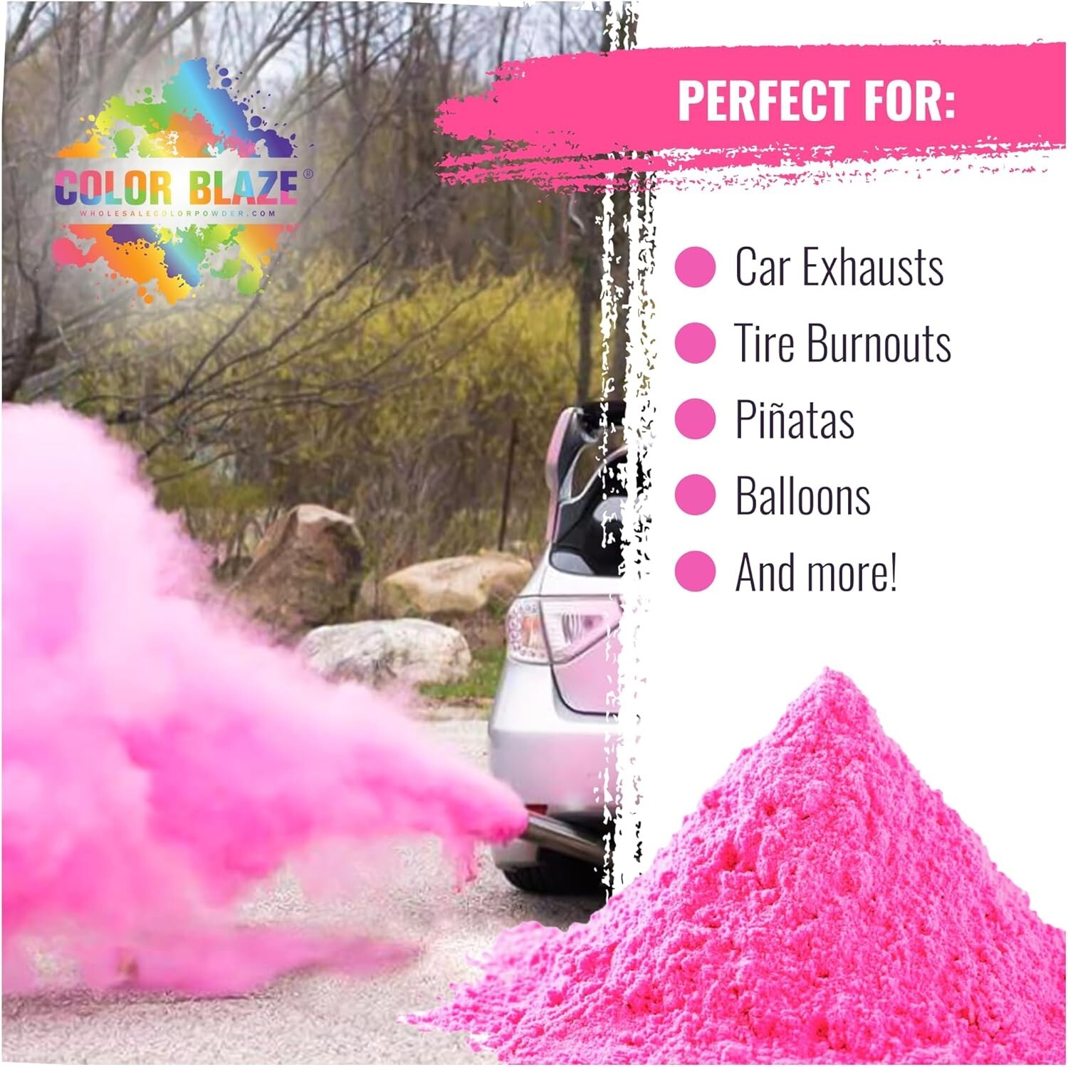 Color Blaze Gender Reveal Powder 2lbs Pink Baby Girl Party Shower (2-1LB bags)