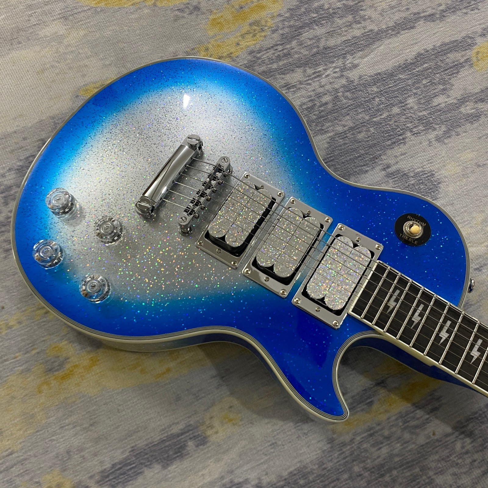 Custom LP Electric Guitar Blue Silver Ace Frehley Rosewood Fretboard 3H pickups