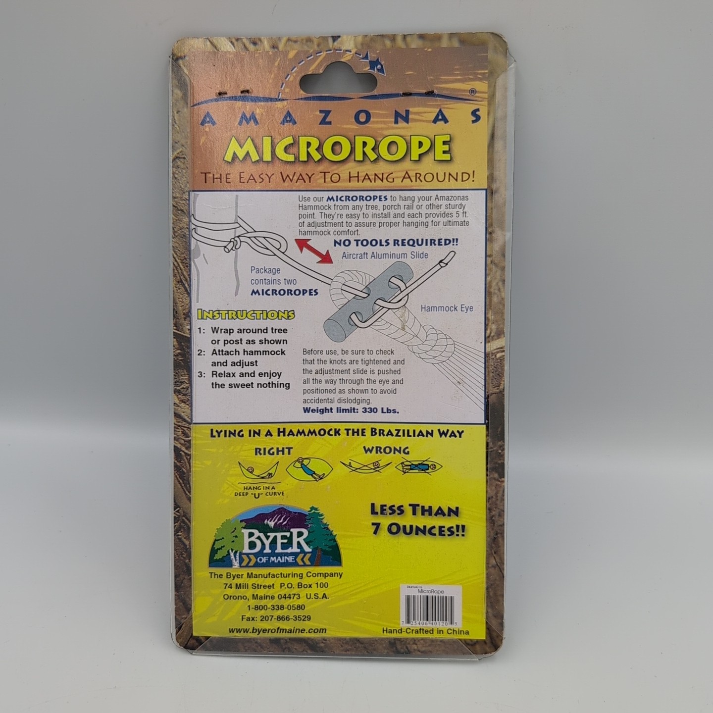 New Byer Of Maine Amazonas MicroRope Ultralight Hammock Rope Set A4016