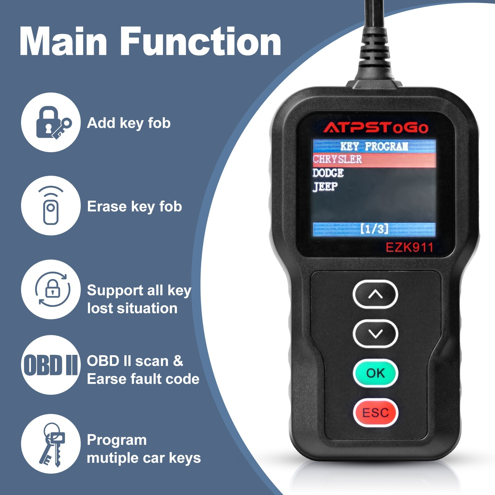 Used Remote Key Fob Tool For Select Chrysler Dodge Ram Jeep VW Routan Key Fob