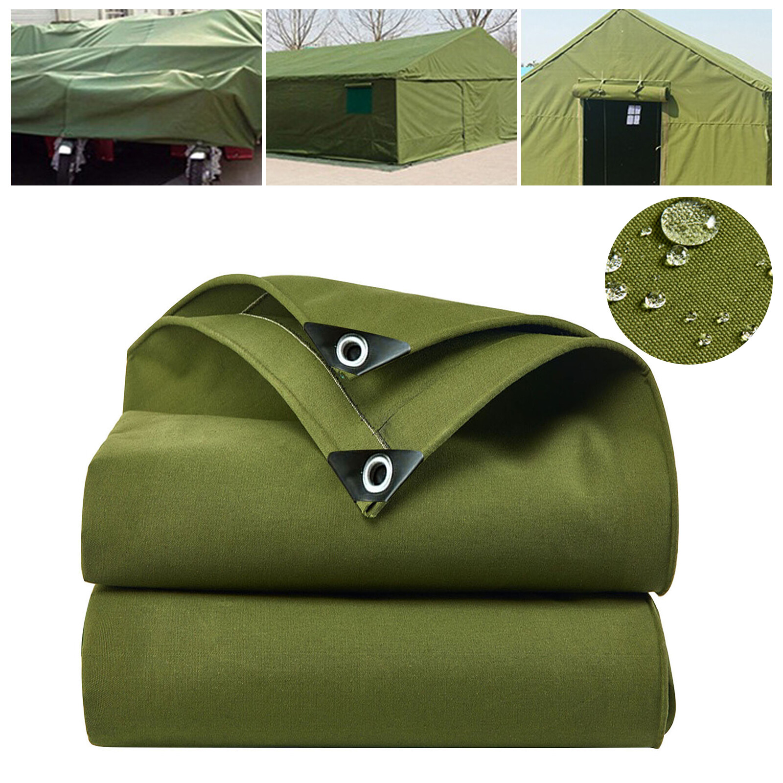 Heavy Duty Canvas Tarps Shelter w Grommet Tarpaulin Cover Canopy Water-Resistant