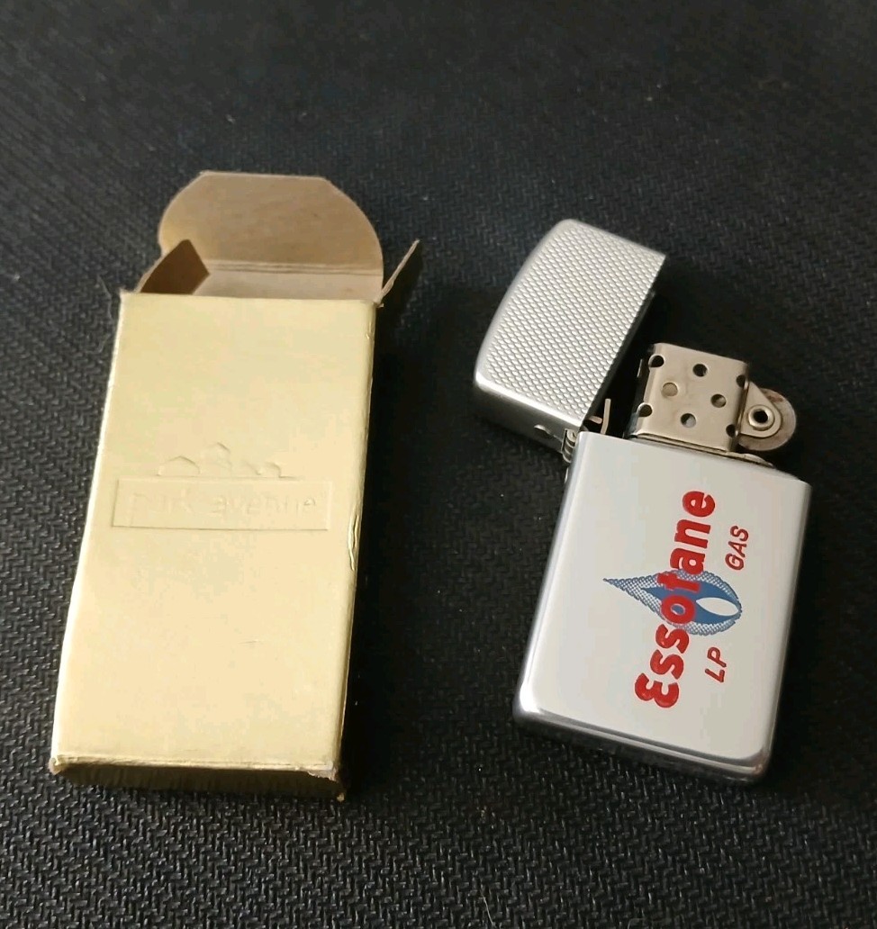 Esso Gas & Oil Advertising Lighter Silver Red Blue Humble Oil & Refining Company