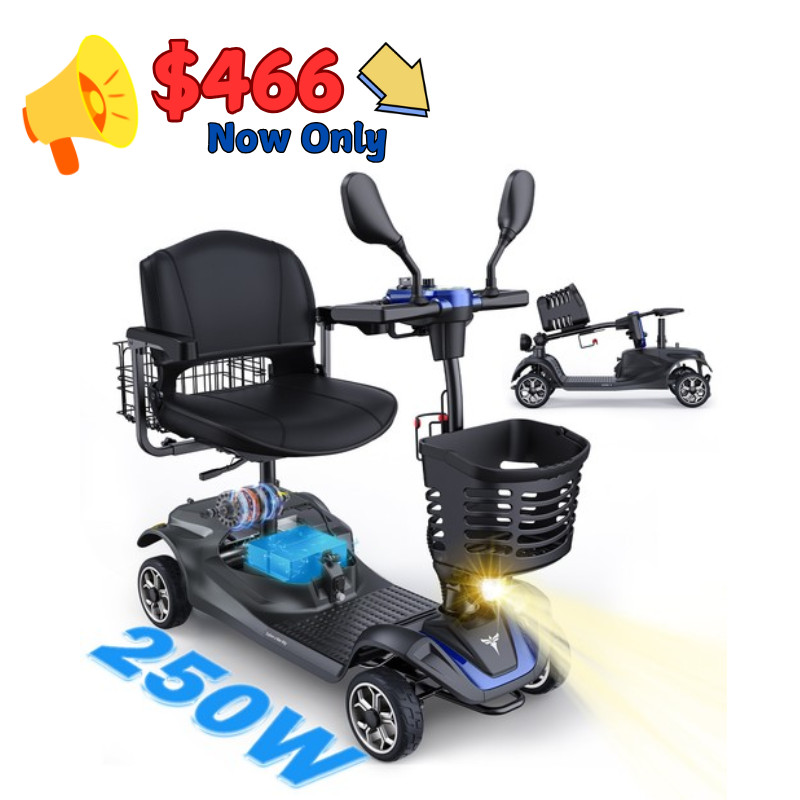 MAX 330lb 4 Wheel Electric Wheelchair 24V Folding Senior Electric Scooter