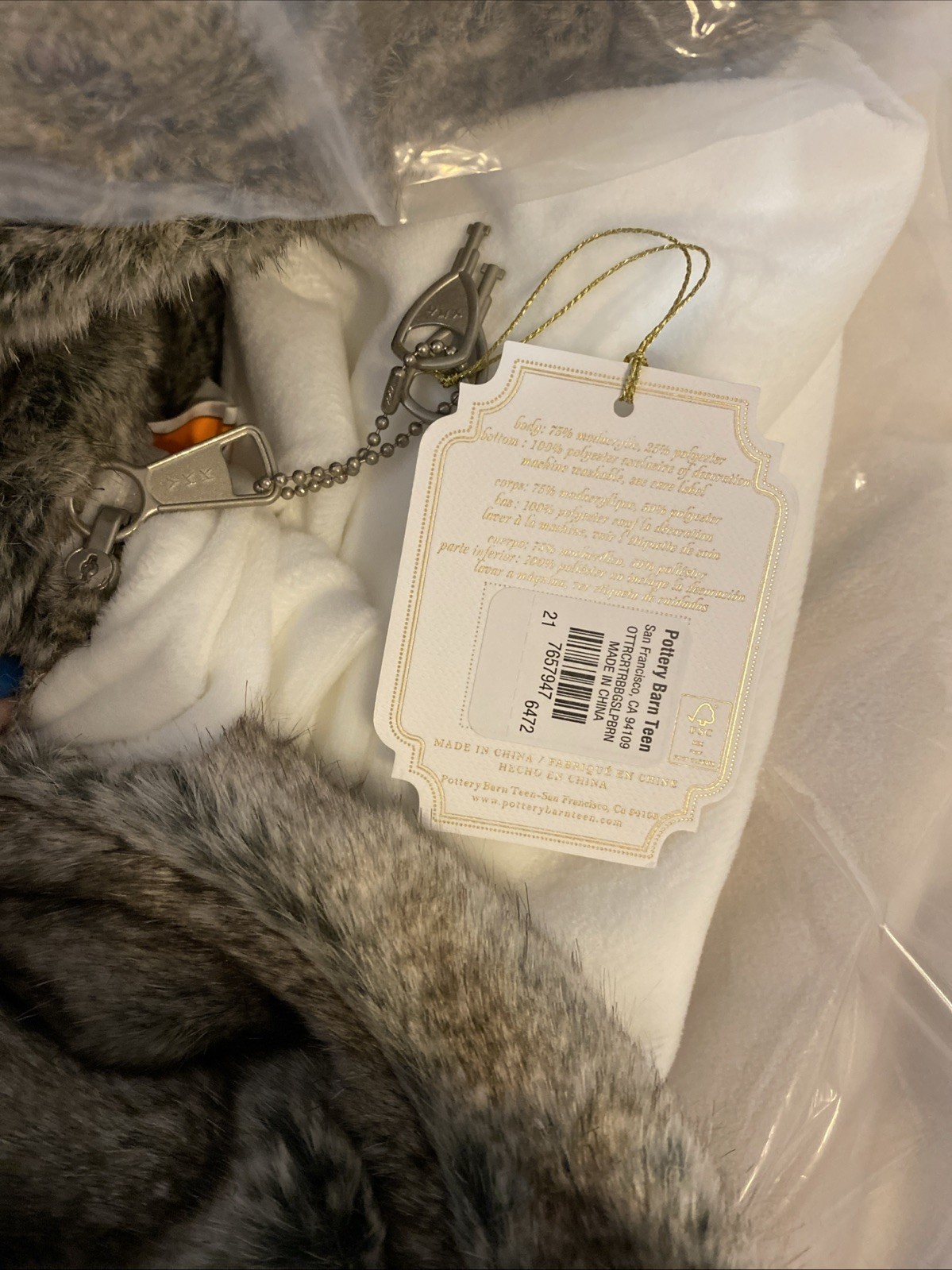 Pottery Barn Otter Critter Faux Fur Soft Kids Beanbag Slipcover 3D Large NWT