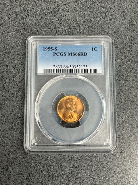 1955 - S United States Lincoln Small Cent - PCGS - MS66 - Red