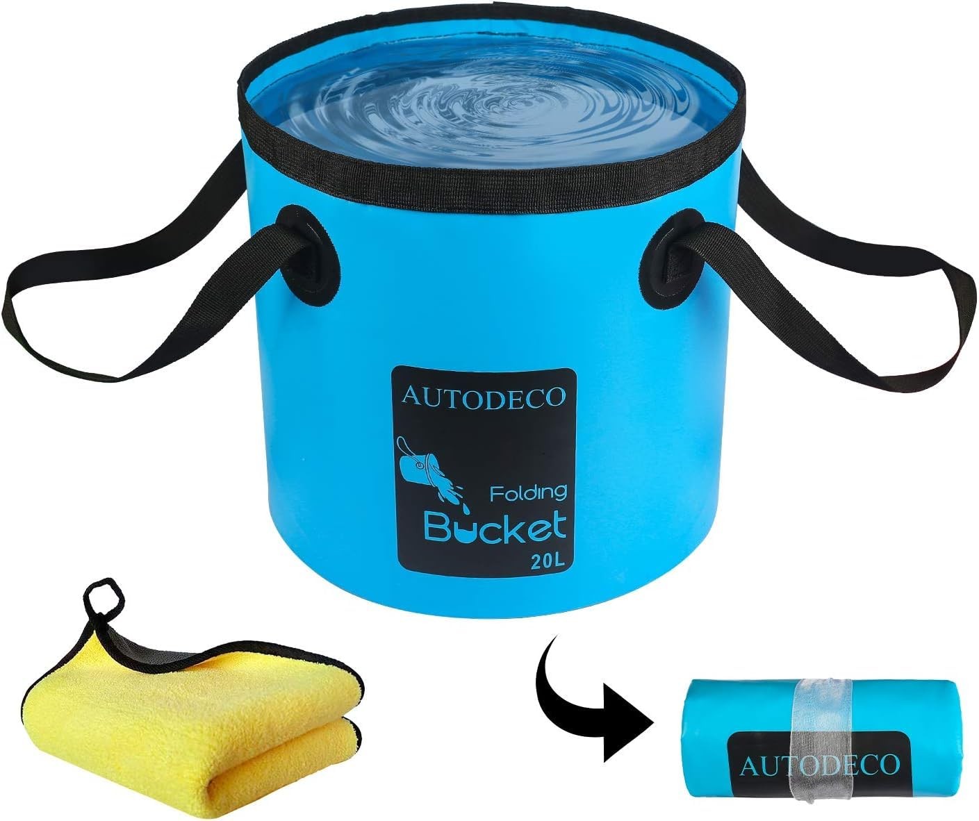 Autodeco Collapsible Bucket 5 Gallon Container Folding Water Bucket Po