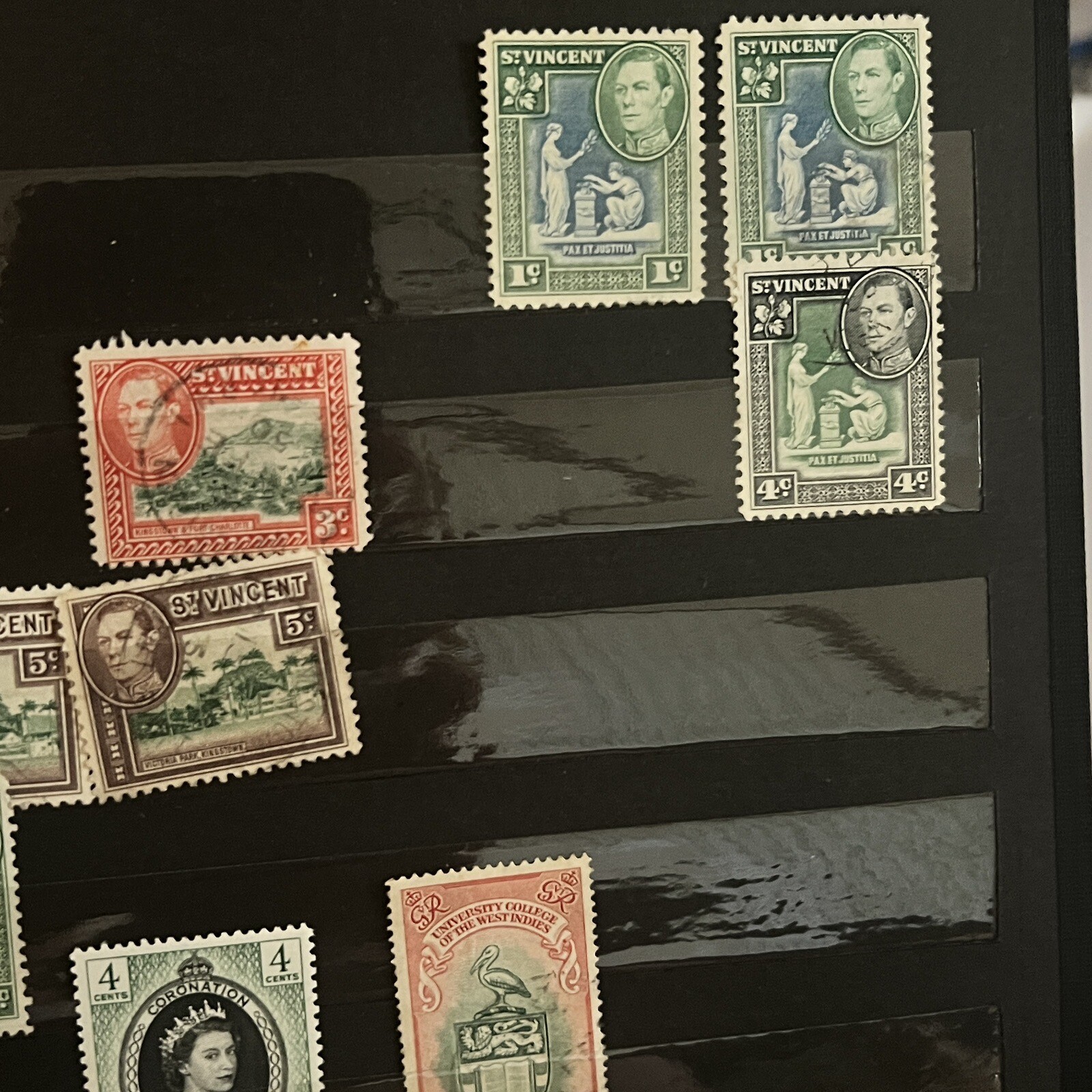 ST. VINCENT M&U STAMPS IN STOCK PAGE QUEEN ELIZABETH KING GEORGE 6 CORONATION