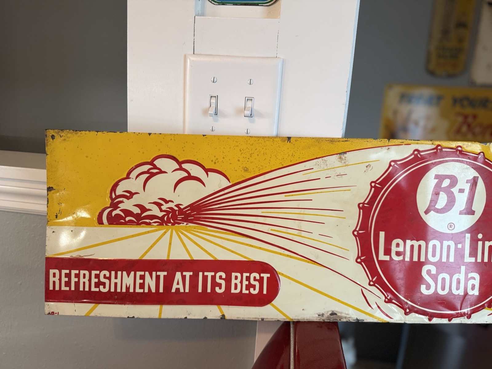 B-1 Lemon Lime Soda Embossed Vintage Advertising Sign