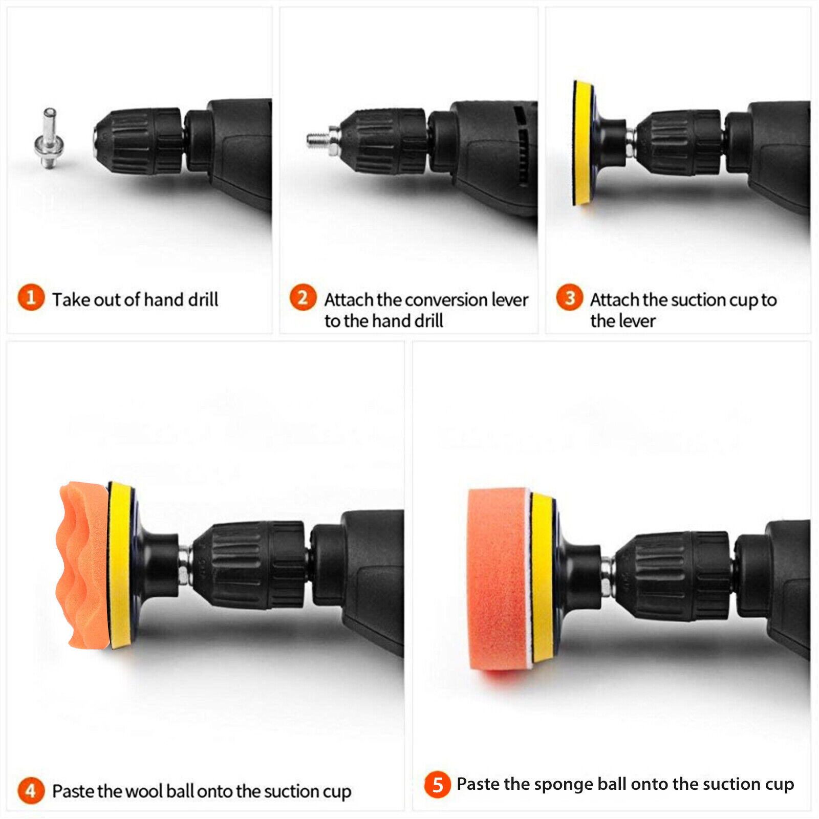 22pc 3" Car Buffing Pads Polishing Sponge Set Waxing Foam Polisher Kit for Drill