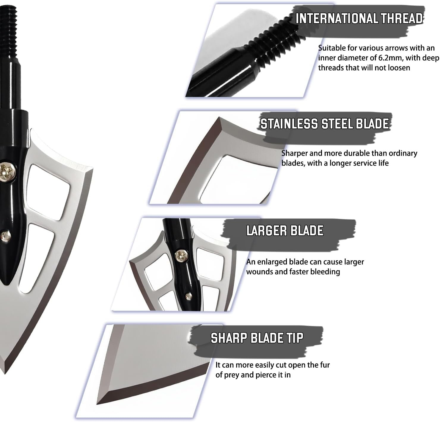 12X Archery 2 Blade Broadhead 100 Grain Arrowhead Box Screw-In Tip Point Hunting