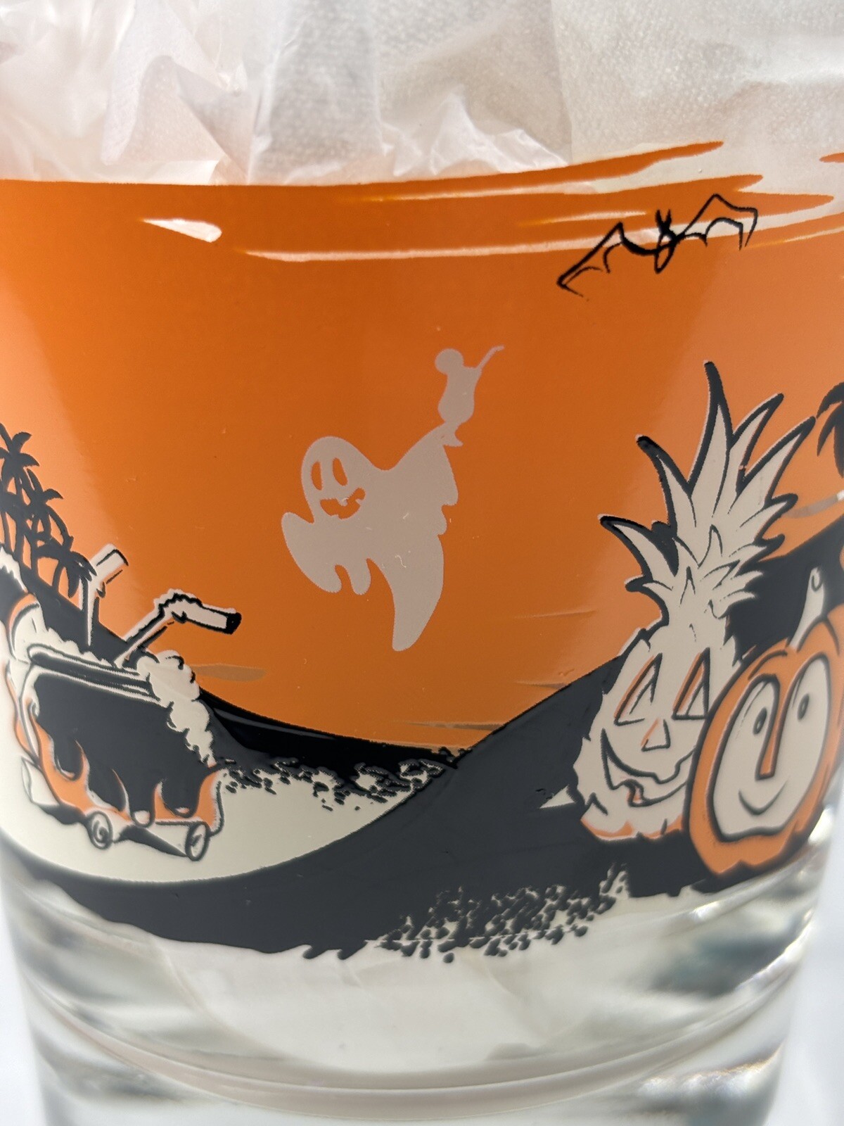 Halloween Mai Tai Glass Art by Dr Bill Tiki Bob Ghost Fez Monkey Pumpkin Ohio