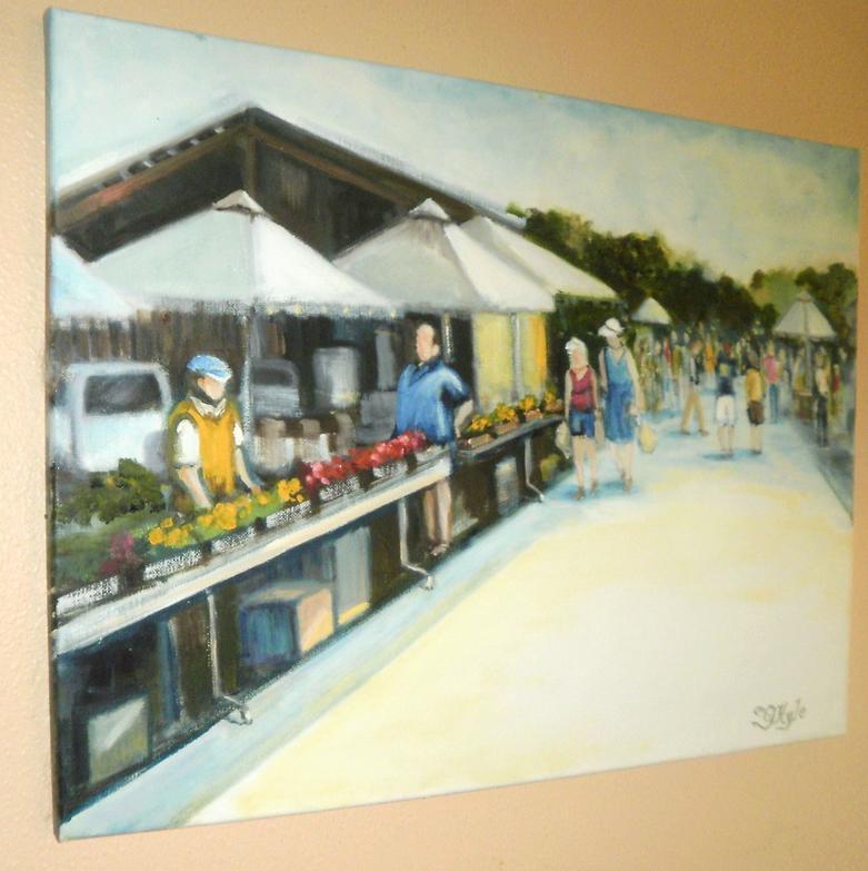 Florida Scene Volusia County Fairgrounds Farmers Market Oil Painting