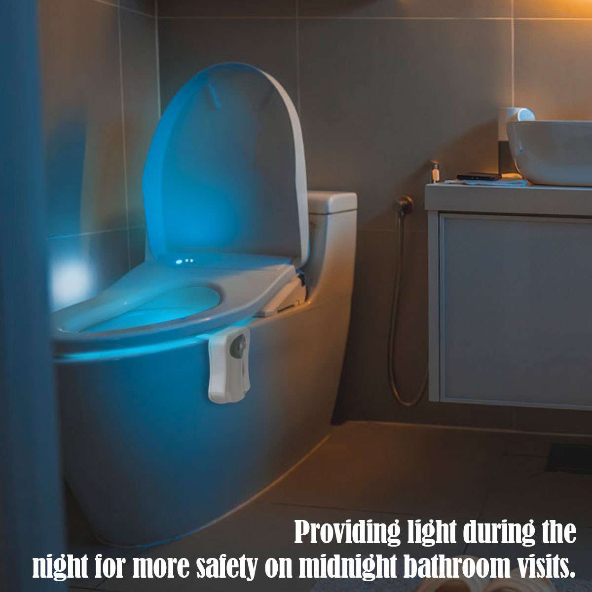 4Pcs Toilet Night Light 16 Color LED Motion Activated Sensor Bathroom Bowl Seat