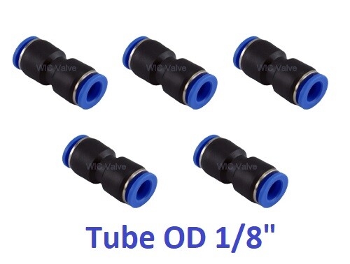 Pneumatic Straight Union Push In To Connect Fitting Tube OD 1/8" One Touch 5pcs