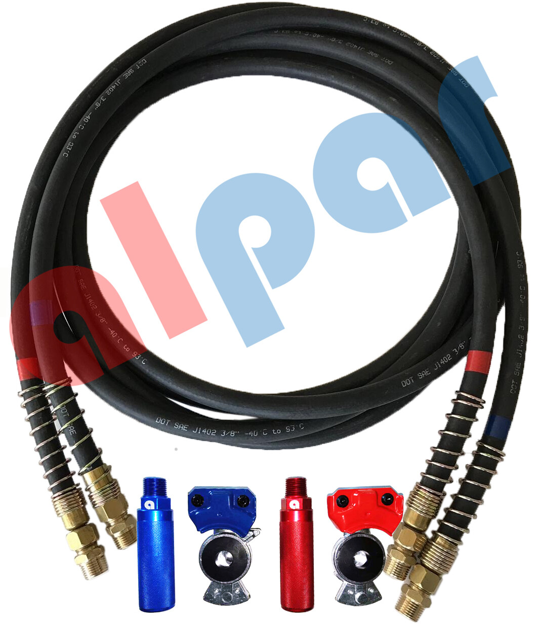 Rubber Air Line 15 ft w/Red & Blue handles+Gladhands Ref:11-8115,179.3009.15