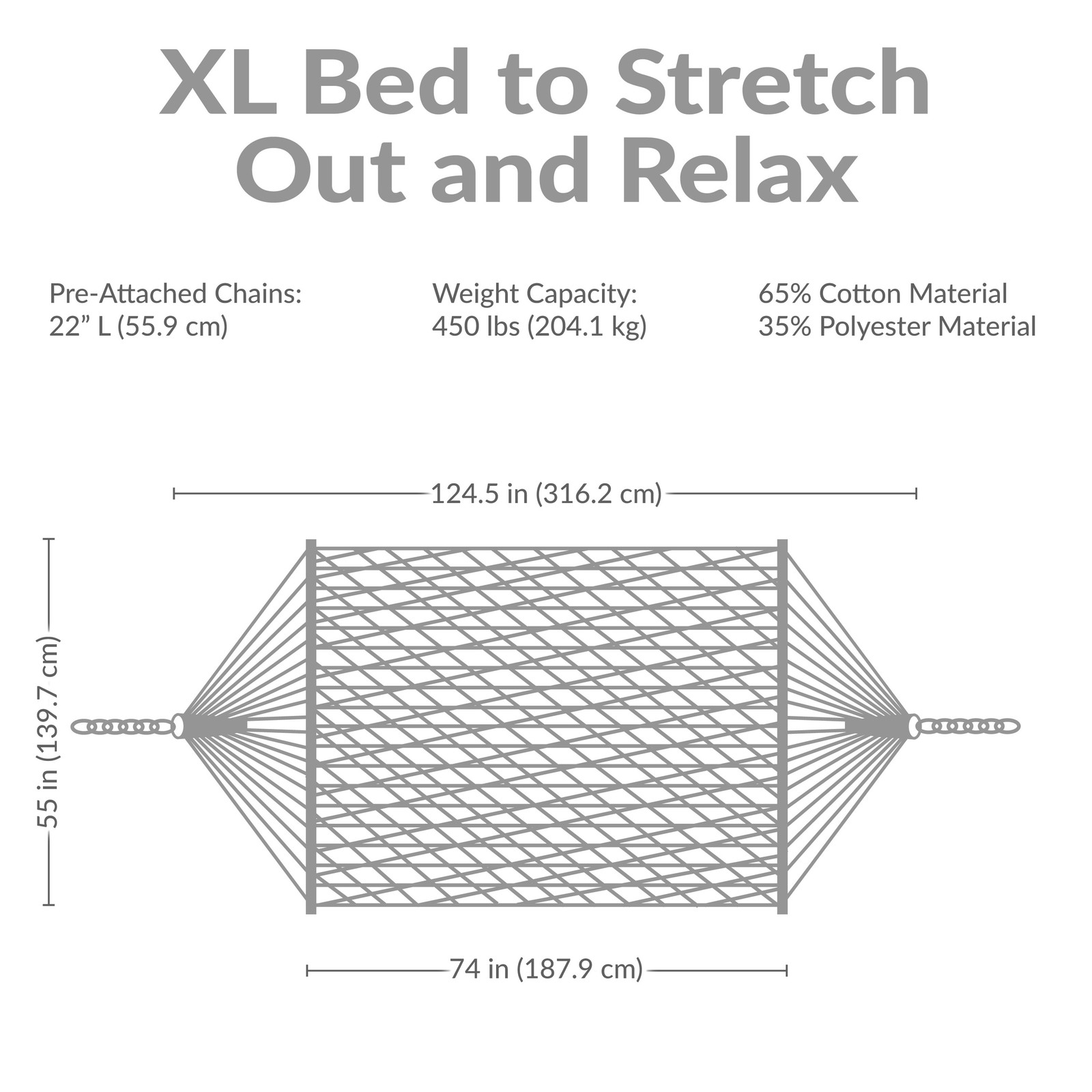 2-Person Cotton Rope Hammock with Spreader Bars - Natural by Sunnydaze