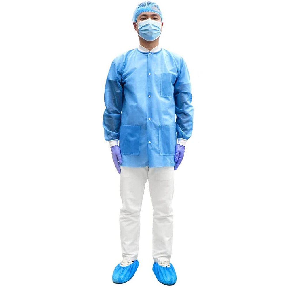10-50 Count Disposable SMS Lab Jackets Lab Coats 45GSM With Pockets