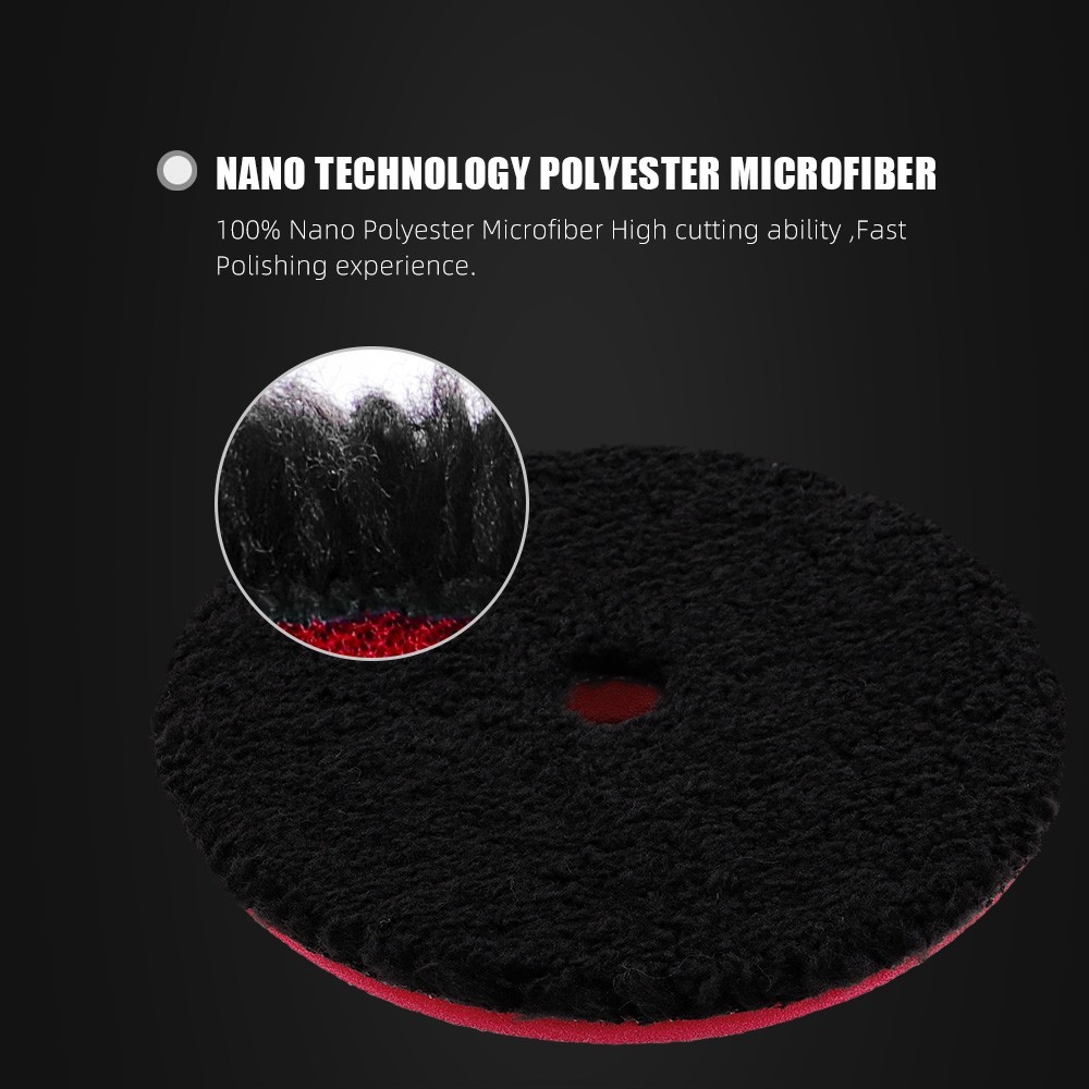 SPTA 1Pc 3/5/6 inch Black Microfiber Hook Loop Polishing Pad for Car Buffer Wax