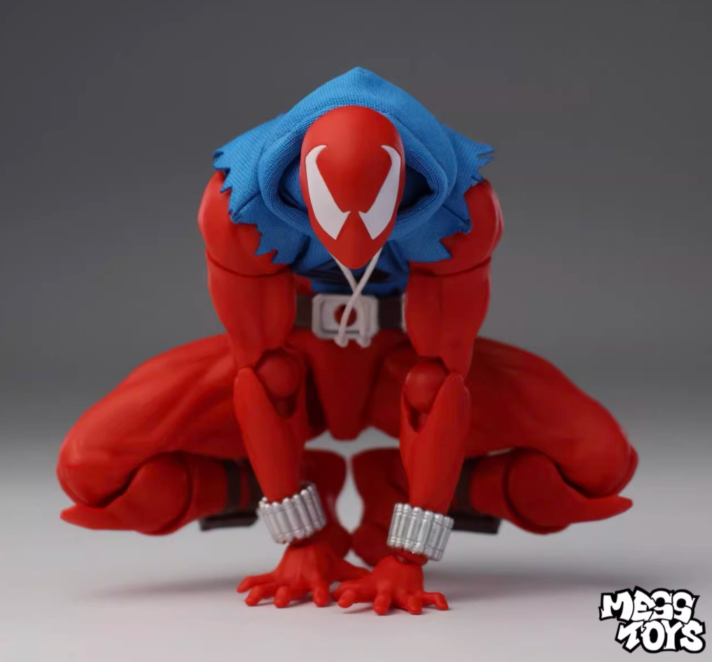 In Stock Mess Toys Spider-Man Scarlet Hero Blue Cloth Battle Suit Action Figure