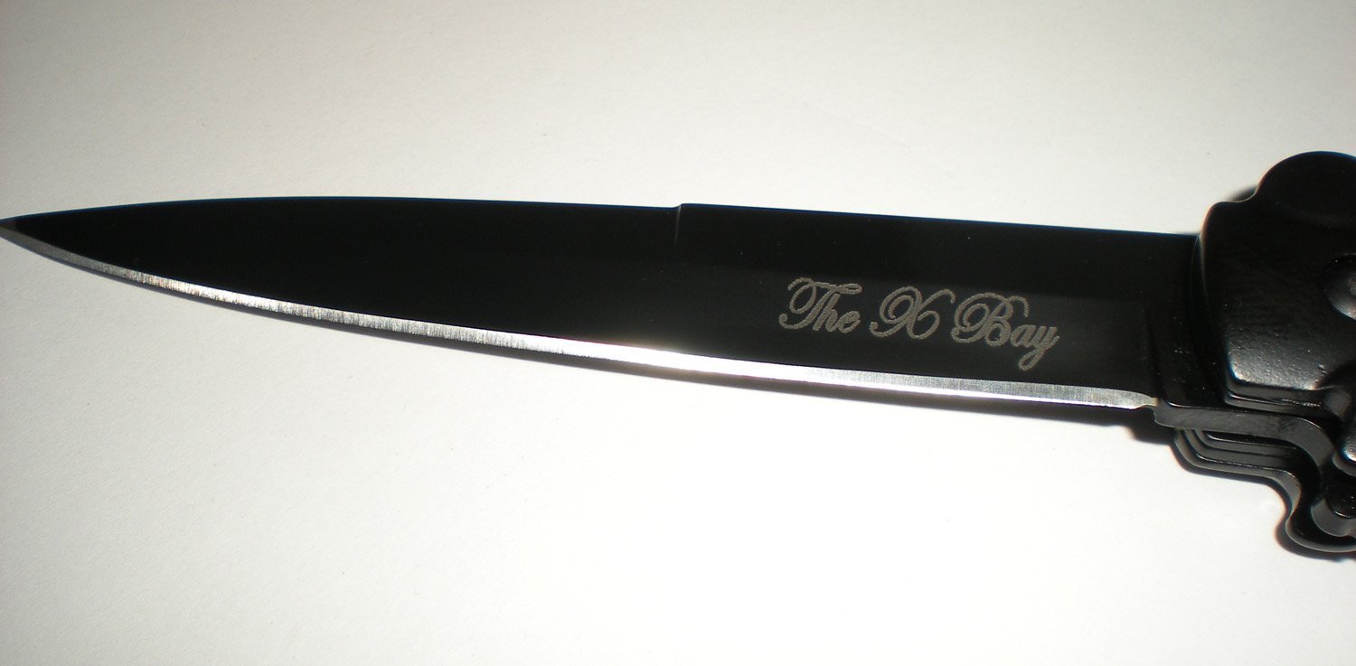BLACK Handle Black Blade Michael Corleone Assisted Open Godfather Pocket Knife
