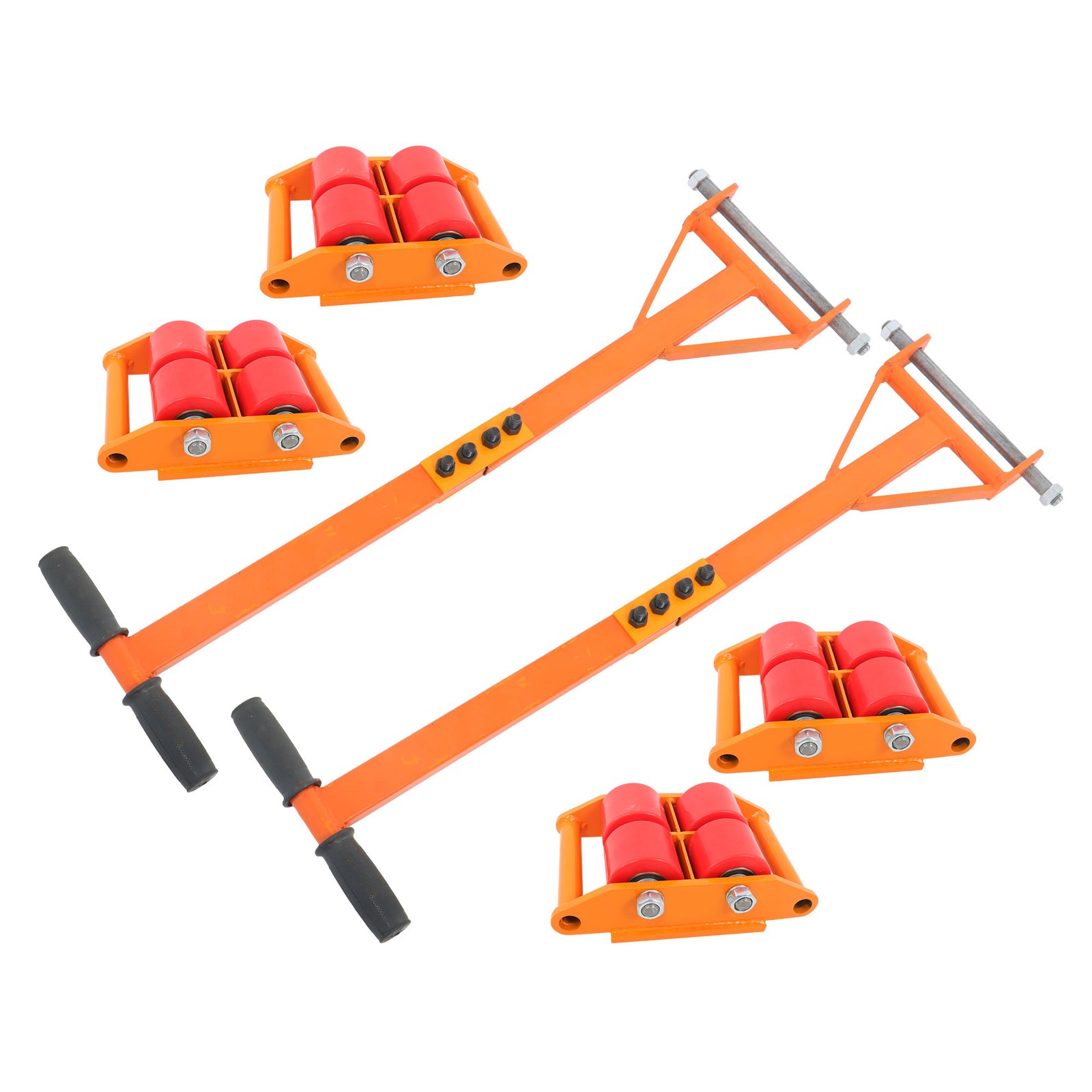 4 Pcs Machinery Skates Dolly With Handle 360° Rotation 6T/13200Lbs Heavy Duty