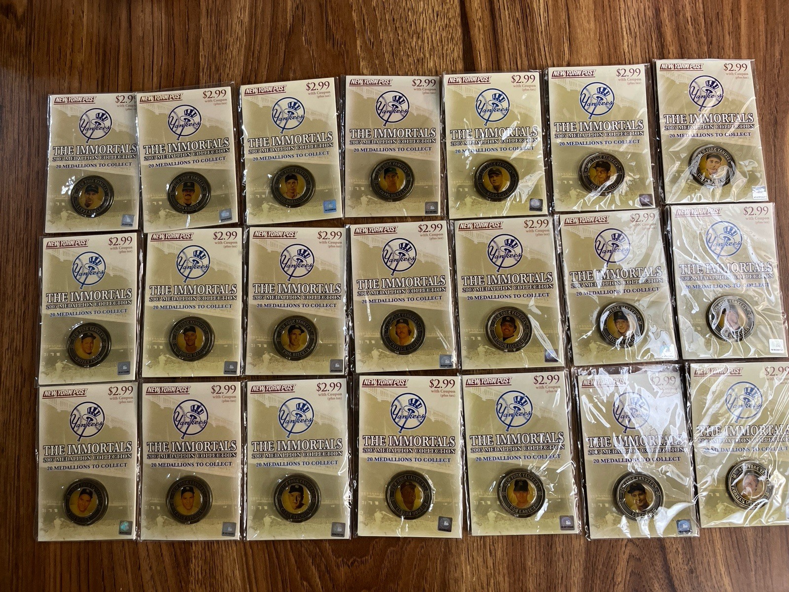 Complete Set of 2005 New York Post Yankees Medallions with Rare Error- Mantle