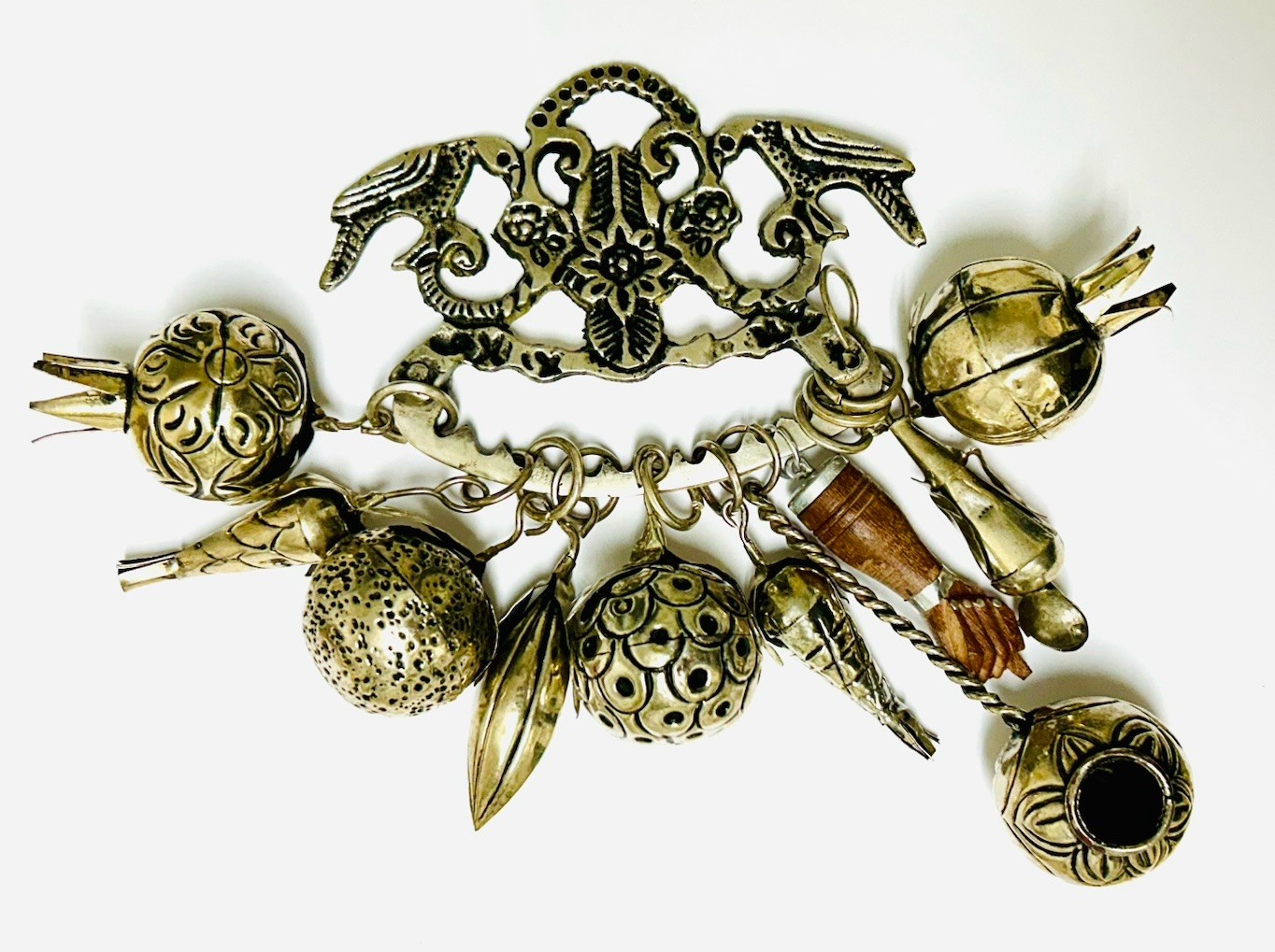 Vintage Brazilian Penca de Balangandãs – Silver Hanging Amulet 10 Charms