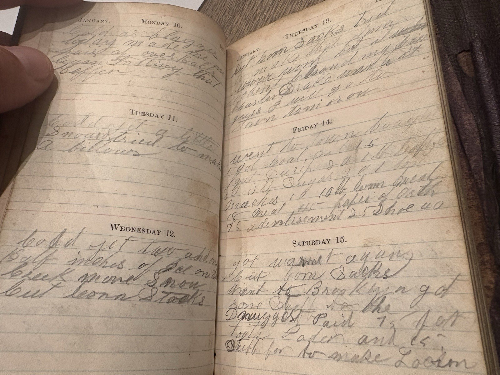 Excelsior Diary 1876 Hand Written Leather Rare Original